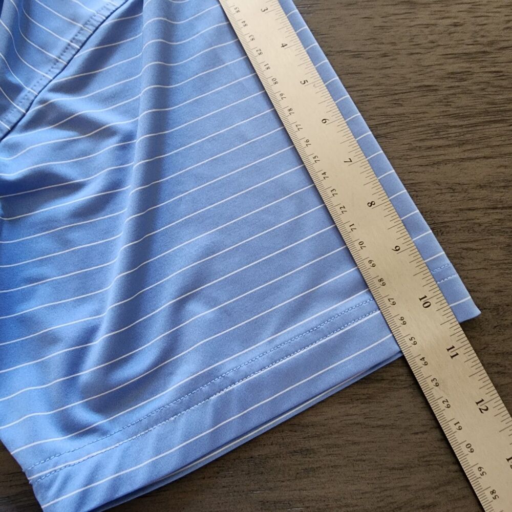 FJ Footjoy Mens Small Performance Golf Polo Blue White Striped Moisture Wicking - Picture 9 of 10
